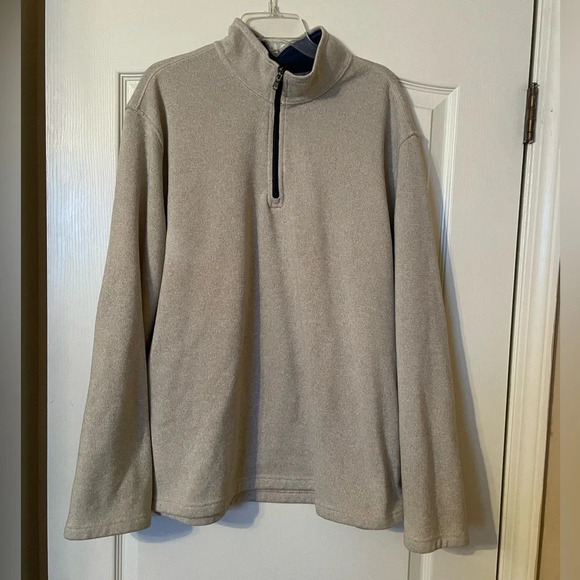 Izod Mens Sweater Size XXL Pullover 1/4 Zip Long Sleeve Beige EUC - Picture 1 of 7